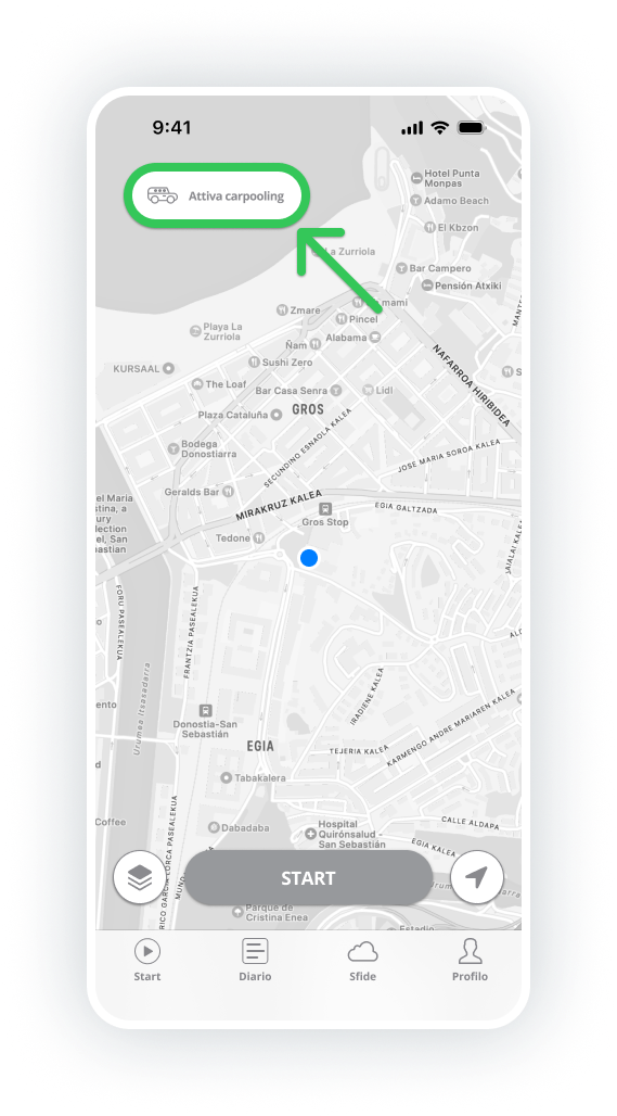 carpooling app screen